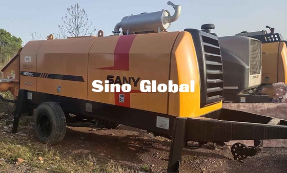 Pompe concrète HBT8018C Sany 180kw 2200rpm de remorque utilisée par jaune